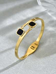 1pc Women's Stainless Steel Geometric Design Open Ring, Suitable For Daily Wear - Multicolor - View 11