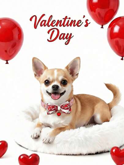 1 قطعة من اكسسوارات الحيوانات الأليفة، سلسلة اكسسوارات الياقة للكلاب والقطط والجراء الصغيرة والتيدي والبوديل، ياقة قلب أحمر للعيد