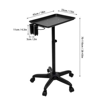 Aluminum Instrument Salon Tray Tattoo Rolling Station Salon Trolley Adjustable