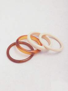 4 件套优雅复古风格手链，时尚简约设计，亚克力材质，适合休闲穿着，女士珠宝，可全年佩戴，适合日常和派对场合 - 彩色 - 查看 3
