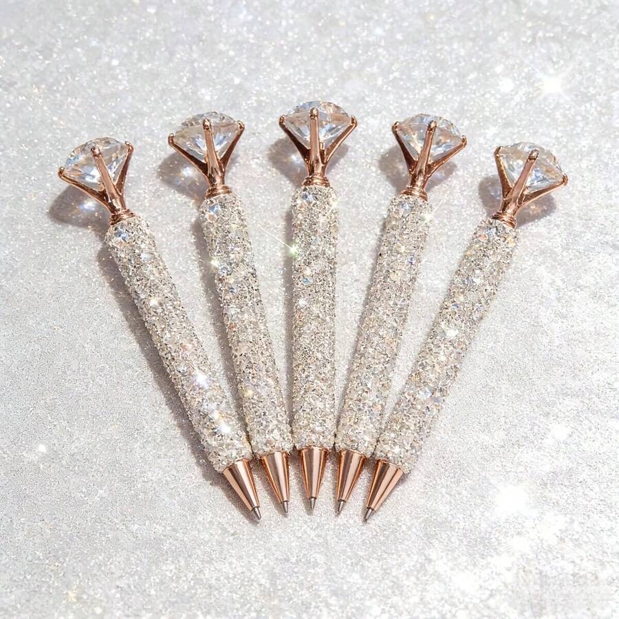 1pc Luxury Diamond Ballpoint Pen, Sparkling Cubic Zirconia Creative Gift Pen, Suitable For Students And Teachers, High-Quality Material, Ideal Gift, Valentine's Day Present - 1 Item - View 1