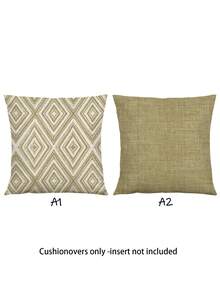 2 件装装饰枕套，波西米亚几何图案抱枕套，100% 低过敏性聚酯纤维，复古亚麻材质，隐形拉链，可机洗，简约时尚线条设计，家居装饰抱枕套，适用于沙发、客厅、卧室，不含枕芯 - 卡其色 - 查看 13