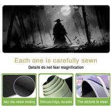 Mousepad de Aquarela Samurai - Tapete de Teclado e Mouse de Tamanho Grande, Pode Ser Usado como Protetor de Mesa, Tapete de Estudo ou Tapete de Teclado. Múltiplos Tamanhos Disponíveis, 15,7*35,4 Polegadas (40*90 Cm). Um Presente de Aniversário e Feriado Ideal - Este Tapete de Teclado de Computador e Laptop é Adequado para Jogadores, Trabalhadores de Escritório e Estudantes. A Frente Apresenta um Material Suave e Macio de Alta Qualidade para um Toque Confortável - B - Visão 2