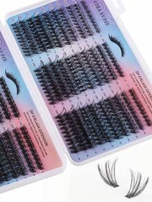 This 600-Piece D-Shaped Curled And Voluminous False Eyelash Set Includes A Beginner-Friendly Eyelash Tutorial, Thick And Voluminous DIY Segmented False Eyelashes, And Comes With Glue, Glue Remover, Tweezers, And An Eyelash Brush. - Multicolor - View 9
