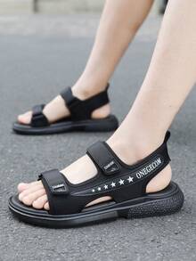 1双男士夏季新款防滑凉鞋，轻便户外商务鞋，透气简约沙滩鞋 - 黑色 - 查看 16