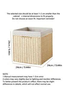 手工编织纸绳可折叠收纳篮，方形洗衣篮带提手，可用于存放脏衣服、内衣、玩具和零食，波西米亚风格手工编织纸绳收纳篮，可折叠置物篮，装饰性多功能篮，不防水，适用于存放衣物、零食、玩具，木质材料，窗景设计，收纳篮 - 米色 - 查看 21