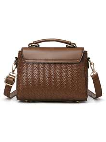 Retro Minimalist Printed Crossbody Bag With Adjustable PU Strap, Flap Closure, New Year - Black and White - View 7