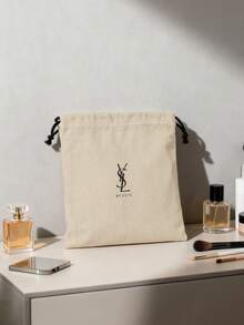 Yves Saint Laurent Cosmetic Set, Beige Drawstring Bag, Libre Body Lotion, Canvas Drawstring Bag, Body Cream Set, Travel Bag - + White - View 5