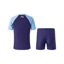 LI-NING Teen Boys Split Swimsuit Quick Dry UV Protection Short Sleeve Swimwear Set YSLU001 - Deep Purple-blue - View 2