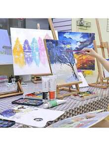 Un juego de seis soportes de lienzo con diez pinceles es un excelente regalo para los amantes de la pintura. - A - Ver 2