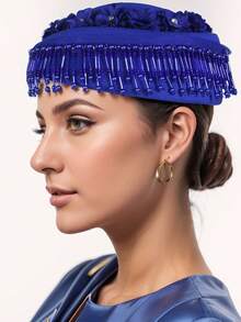 1pc Retro European & American Fashion Flight Attendant Hat, Women's Felt Wool Beret Cap, Versatile Stewardess Hat - Multicolor - View 12