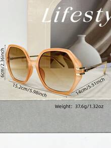 新款时尚百搭多边形金属复古女式眼镜，简约日常度假高品质街头风男女通用派对海滩度假个性化眼镜 - 彩色 - 查看 8