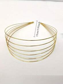Băng đô cài tóc nhiều lớp bằng dây kim loại rỗng, kiểu dáng tối giản sang trọng màu vàng, phụ kiện tóc cao cấp độc đáo dùng hàng ngày và dự tiệc. - Vàng - Xem 5
