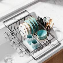 Dish Drainer Rack Kitchen Sink Washing Plates Draining Board Cutlery Holder Cup - Multicolor - View 5