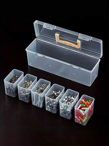 Caja de almacenamiento de herramientas transparente y portátil con múltiples compartimentos, organizador de accesorios como tornillos y llaves para el hogar, caja de clasificación de juguetes, contenedor de almacenamiento portátil con divisiones - Multicolor - Ver 6