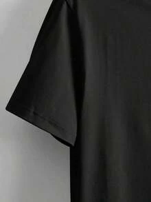 Men's Minimalist Heart Print Round Neck Short Sleeve T-Shirt, Summer - màu đen - Xem 3