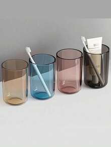 1个极简漱口杯，创意透明杯，情侣牙刷杯，加厚家用杯，麦秸杯，塑料漱口杯，漱口水杯，现代彩色杯，INS风杯，300毫升 - 多色 - 查看 1