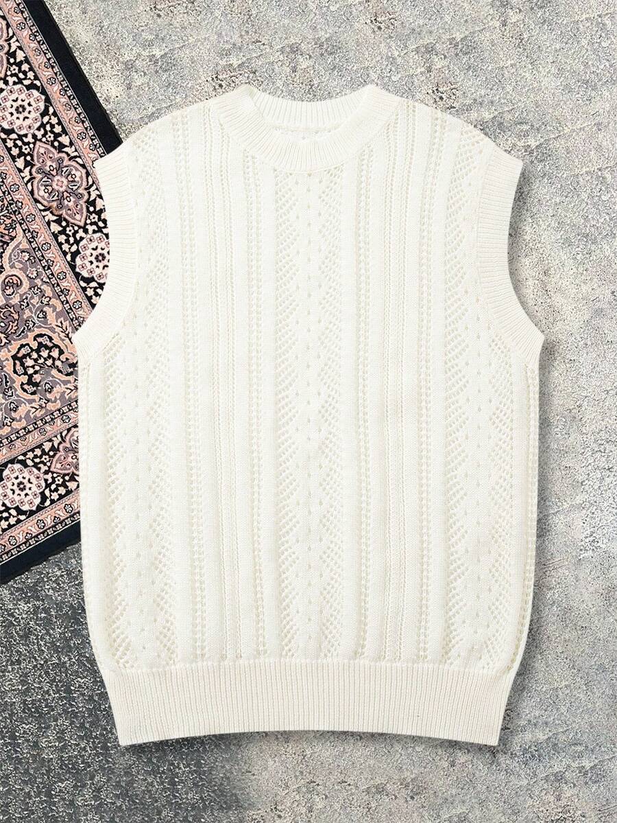 Nueva Blusa de Punto Transpirable con Diseño Hueco y Sin Mangas de Alta Gama para Primavera/Verano - Albaricoque - Ver 1