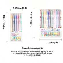 6-12 Farben Magic Schüler Augen-schützende fluoreszierende Stifte, Zweispitzige Farbe wechselnde Textmarker, leuchtende Farben für DIY Karten, Schul-Grundausstattung - Sätze - Übersicht 12
