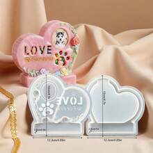 Heart-Shaped Pet Urn Mold, Creative Storage Box Epoxy Resin Silicone Mold, Gravestone Decor Plaster Mold, Can Hold Photos - Pet Urn Mold - View 8