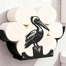 鹤形纸巾架，DIY装饰悬挂配件，适用于浴室、厨房和卧室。可伸缩、可折叠，是一款实用的家居装饰品。创意十足的卫生纸收纳架。 - 黑色 - 查看 1