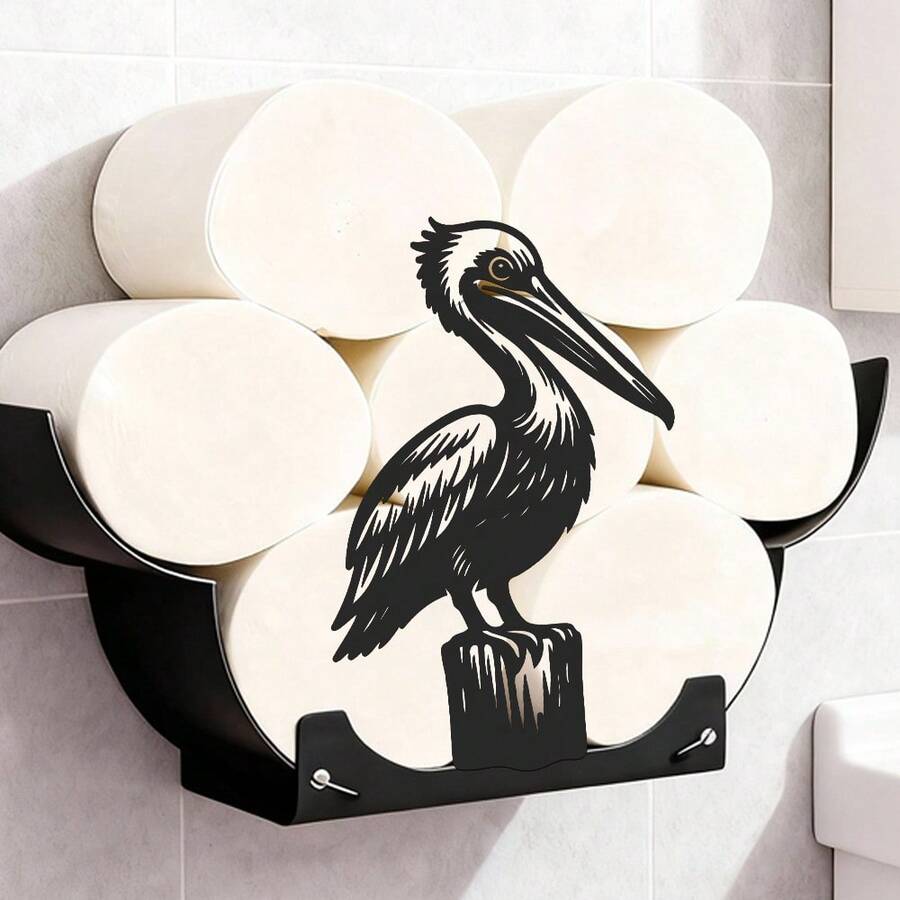 鹤形纸巾架，DIY装饰悬挂配件，适用于浴室、厨房和卧室。可伸缩、可折叠，是一款实用的家居装饰品。创意十足的卫生纸收纳架。 - 黑色 - 查看 1