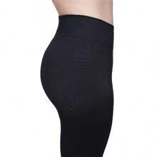 Calça Legging Academia Feminina Preta Suplex Lisa Cintura Alta Fitness Zero Transparência Techmalhas - Preto - Visão 5