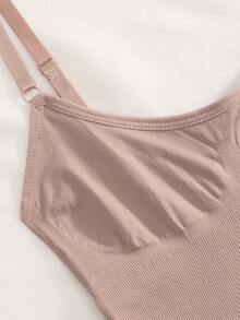 1pc Women's Seamless Lace Shaping Jumpsuit With Spaghetti Strap, Tummy Control, Bust Lift And Butt Lift - Apricot - View 6