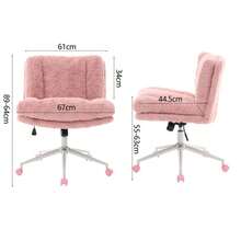 Office Chair With Wide Seat (67 Cm), Faux Rabbit Fur Upholstery, Metal Base, Swivel And Adjustable Office Chair, Dressing Table Chair (Purple), DE1875VT - 粉色 - 查看 11