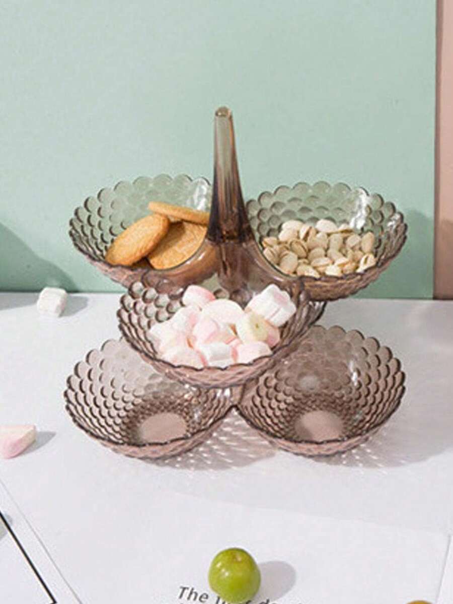 1pc Luxury Home New Plastic Fruit Plate, Candy Dish, Snack Tray, Living Room High Foot Fruit Plate, Tea & Snack Fruit Tray - Multicolor - View 1