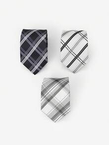 1条涤纶提花格子领带，休闲百搭，适合派对、街头、约会及各种场合。 - A - 查看 1