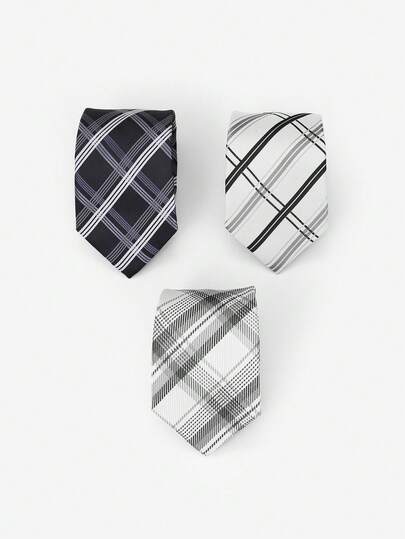 1条涤纶提花格子领带，休闲百搭，适合派对、街头、约会及各种场合。