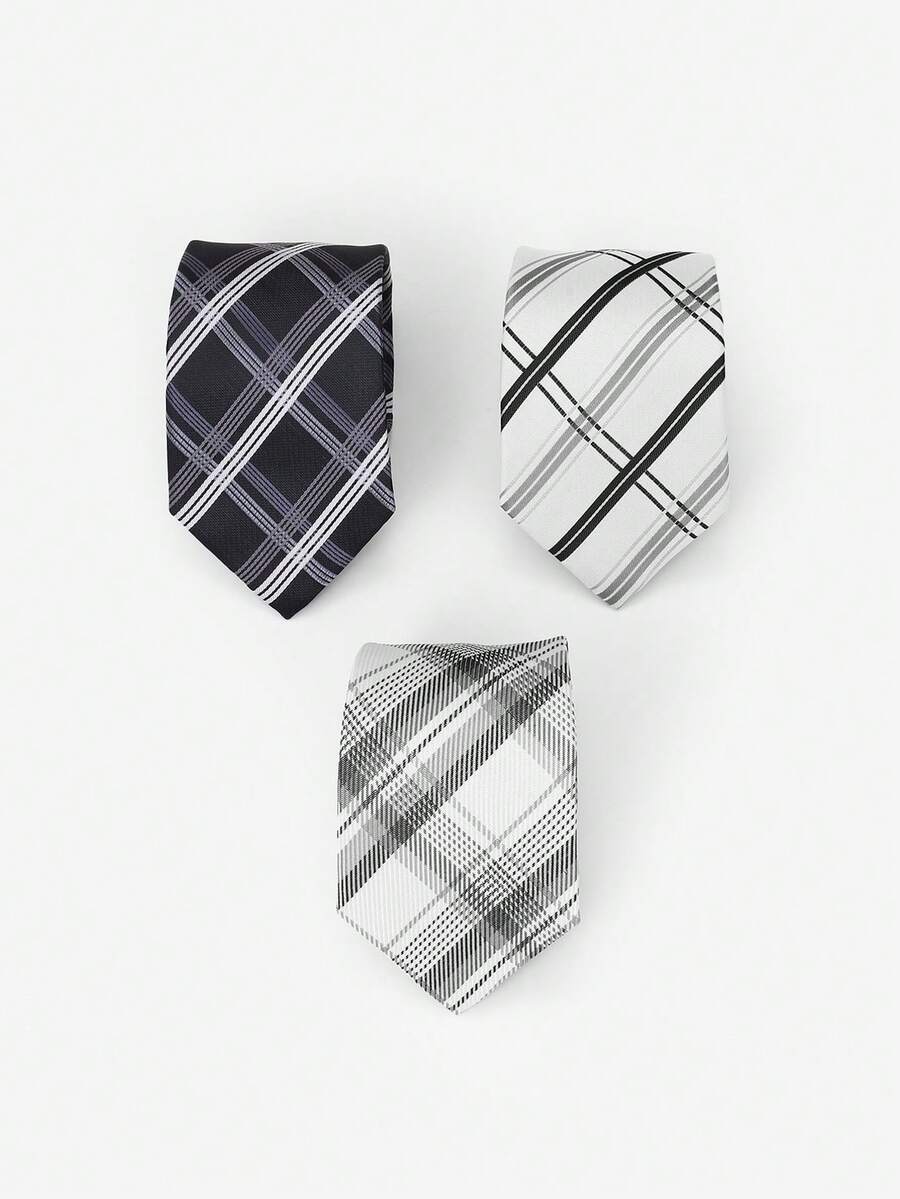 1条涤纶提花格子领带，休闲百搭，适合派对、街头、约会及各种场合。 - A - 查看 1