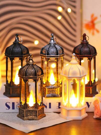 1pc Vintage Handheld Decorative Lantern Light With Battery, Indoor Home Decor Lamp, Tabletop Decor, Bedroom Decor, Wall Hanging Night Light, Suitable For Wedding Party Holiday Decor, LED Decorative Lantern, Indoor Retro Lantern