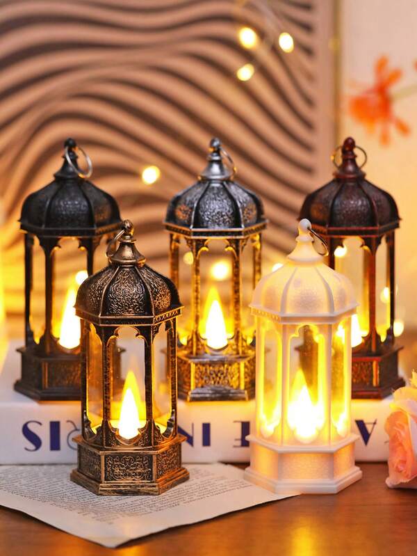 1pc Vintage Handheld Decorative Lantern Light With Battery, Indoor Home Decor Lamp, Tabletop Decor, Bedroom Decor, Wall Hanging Night Light, Suitable For Wedding Party Holiday Decor, LED Decorative Lantern, Indoor Retro Lantern