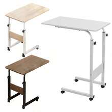 NetHong Height-Adjustable Bedside Tables, Height-Adjustable Computer Desks, Adjustable Bedside Tables, Sofa Side Tables, And Tray Tables Are Suitable For Offices, Study, Dining, And Reading - Natural Wood Color - View 6