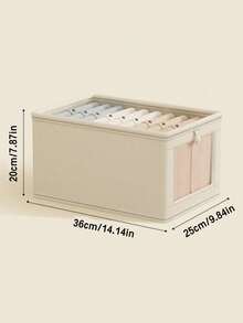 Large Capacity Storage Basket, Durable Fabric Closet Storage Box With Transparent Window, Foldable With Lid, Suitable For Home Storage, Household Essentials Organization, Foldable Storage Box, Clothing Storage Box, Storage Container - Beige - View 14