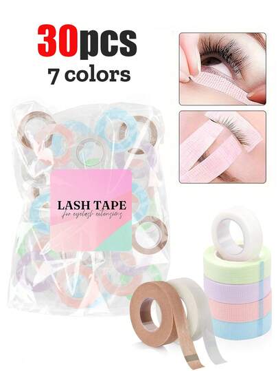 30 Rolls Mixed Colors / Bag Eye Makeup Tool Set - Eyelash Extension Stickers, Eyeshadow And Eyeliner Auxiliary Tools, Supplies For Lash Artists, Professional Eyelash Tape, Fabric Adhesive Patches For Eyelashes, Eye Makeup Setting Glue, Eye Makeup Protective Tape, Breathable Microporous Fabric Eyelash Lift Tape, Eyeshadow Tape, Eyeliner Pencil Tape (1.25cm*4.5m), Breathable Low-Irritation Eyelash Isolation Film, 20 Rolls, 10 Rolls / 5 Rolls / 1 Roll Pink