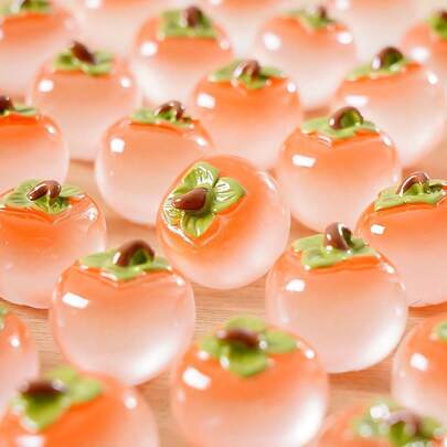 树脂水果摆件，发光迷你柿子，DIY桌面汽车装饰，减压玩具，节日、生日、圣诞节、派对的完美礼物