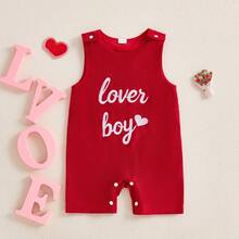 Baby Boy Valentines Day Outfit Lover Letter Print Romper Toddler Boys One Piece Jumpsuit Corduroy Overalls 0-3Y . Valentines Day Baby Boy Knit Romper, My First Valentines Day Baby Boy Overalls - 紅色 - 查看 8