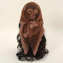 1pc Embroidered Bandana Scarf For Women - Fashion Square Scarf For Dress & Hair, Brown - màu nâu - Xem 7