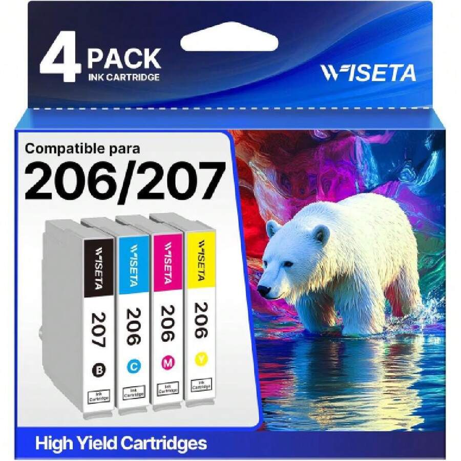Cartuchos de Tinta Compatible para Epson 206 T206 207 T207 Compatible con Epson Expression XP-2101 (1Negro, 1Cian, 1Magenta, 1Amarillo),40983242 - Multicolor - Ver 1