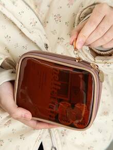 1个便携式迷你化妆包零钱包，保暖袋，返校背包必备，沙滩旅行收纳包，夏季假期化妆品整理包，迷你包，旅行化妆包，配件，化妆刷收纳架，浴室装饰化妆品整理包，旅行洗漱化妆包房间装饰 - 彩色 - 查看 4