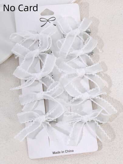 10pcs White Mesh Tulle Hair Bows For Girls Super Fairy Bow Hair Clips,Gentle Sweet Small Hairpins For Ballet-Style Performance Wedding Party Daily,Girls Gifts,Energetic Barrettes Girls Teens Hair Accessories