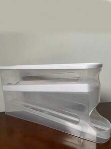 2-Layer Transparent Refrigerator Side Door Roller Egg Storage Box, Made Of Heavy-Duty PP Plastic, Saves Fridge Space, Easy To Take Eggs And Organize, Battery-Free, Kitchen Refrigerator Storage Box - White - View 11