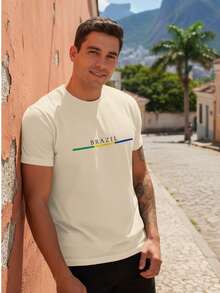 Brazil Patriot T-Shirt Green Yellow Gym Vacation Summer - 米色 - 查看 2