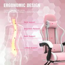 DEVOKO Gaming Chair Computer Chair Ergonomic Gaming Chair With Footrest Office Chair Ergonomic Computer Chair With Lumbar Support - Pink - View 3