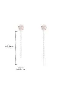 1 Pair S925 Sterling Silver Iridescent Romantic Rose Flower Earrings, Women Luxury Elegant Tassel Earrings, Versatile Everyday Wear Accessories, Gift - Rose - View 9