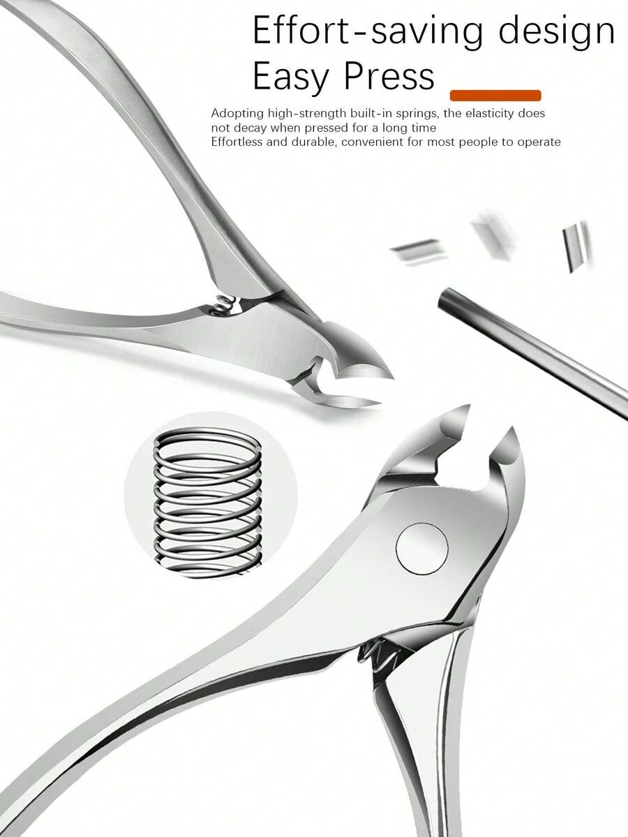 Premium Black Ant Nail Clipper, German Craftsmanship Dual-Head Curved & Straight Tweezers, Cuticle Pusher & Nipper, Nail Scissors, Nail Drill, Suitable For Nail Salons Or Home Use - 銀色 - 查看 1