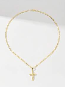 1件经典小耶稣十字架吊坠项链，限量版“守护之光”，适合圣诞节、感恩节、万圣节、母亲节、情人节、送给朋友、教会成员、初领圣体、作为礼物、日常及节日佩戴、祈祷。 - 金黃色 - 查看 6